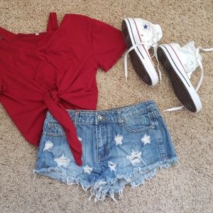 Denim distressed Shorts